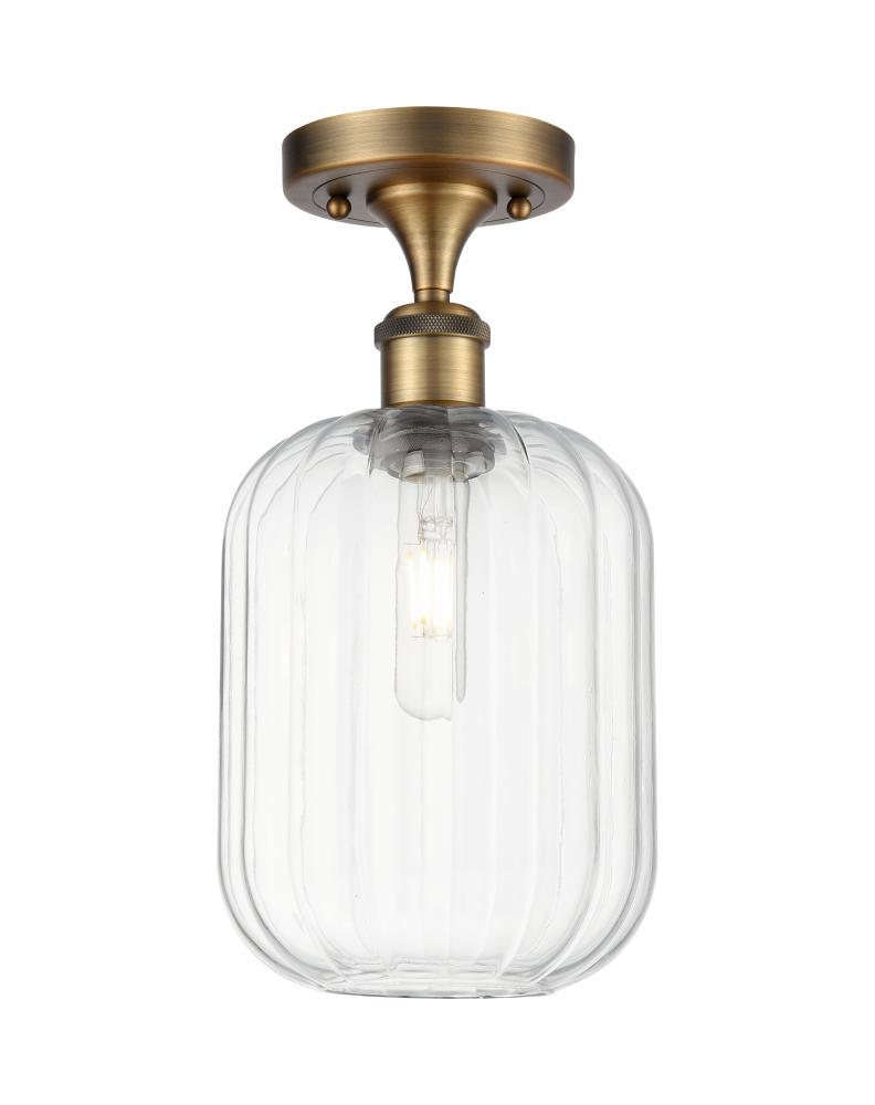 Preston Cylinder - 1 Light - 7 inch - Brushed Brass - Semi-Flush Mount