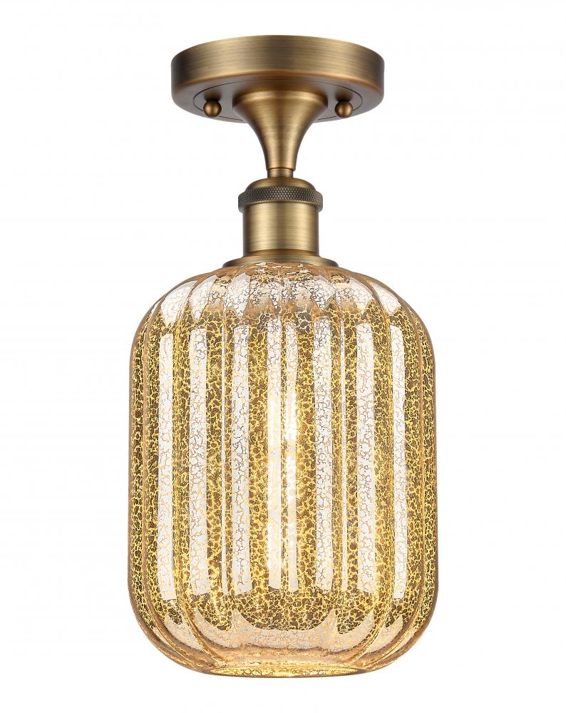 Preston Cylinder - 1 Light - 7 inch - Brushed Brass - Semi-Flush Mount