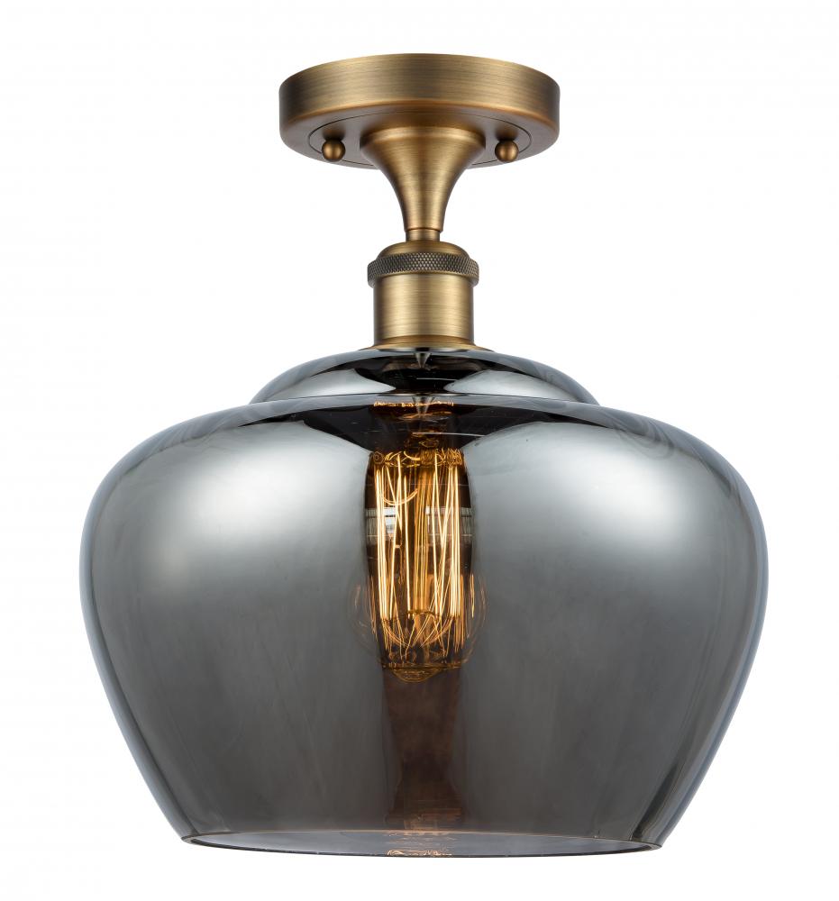 Fenton - 1 Light - 11 inch - Brushed Brass - Semi-Flush Mount