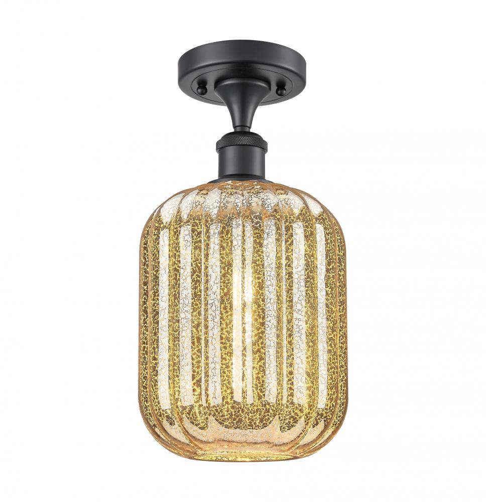 Preston Cylinder - 1 Light - 7 inch - Matte Black - Semi-Flush Mount