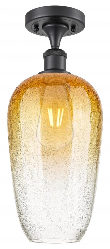 Brookhaven Flute - 1 Light - 7 inch - Matte Black - Semi-Flush Mount