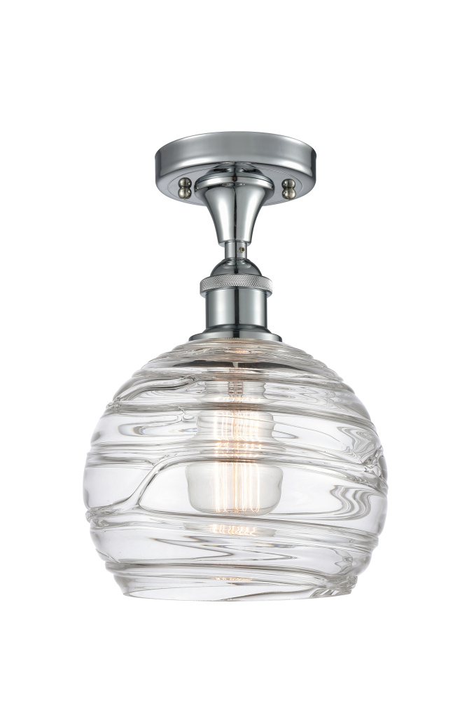Athens Deco Swirl - 1 Light - 8 inch - Polished Chrome - Semi-Flush Mount