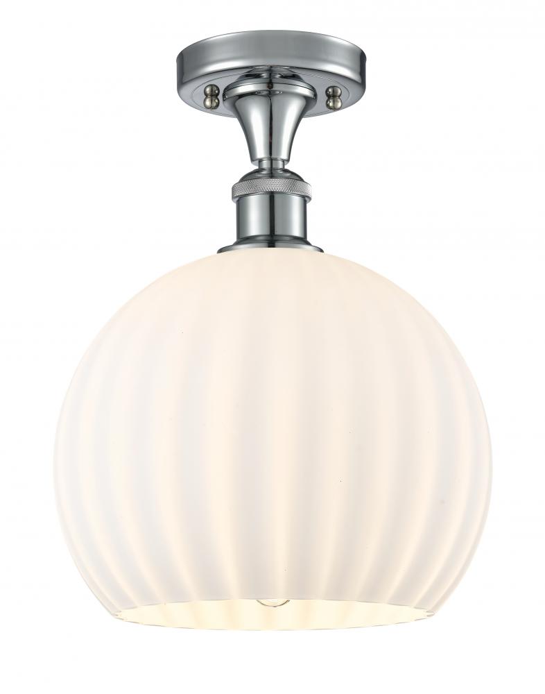White Venetian - 1 Light - 10 inch - Polished Chrome - Semi-Flush Mount