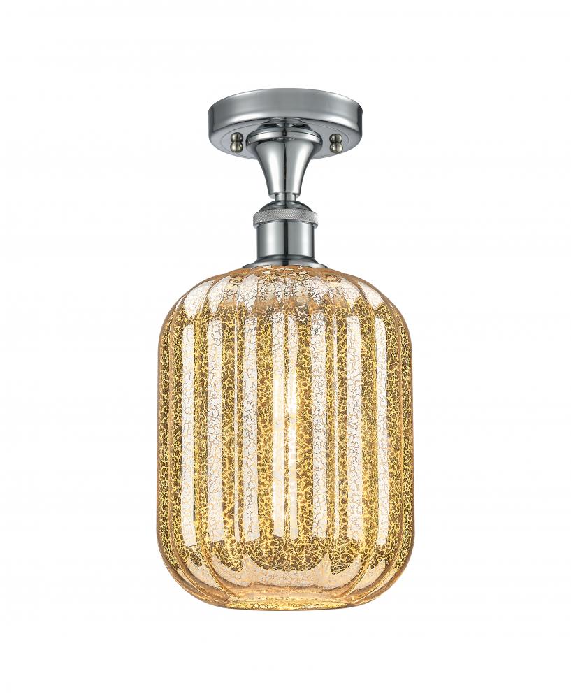 Preston Cylinder - 1 Light - 7 inch - Polished Chrome - Semi-Flush Mount