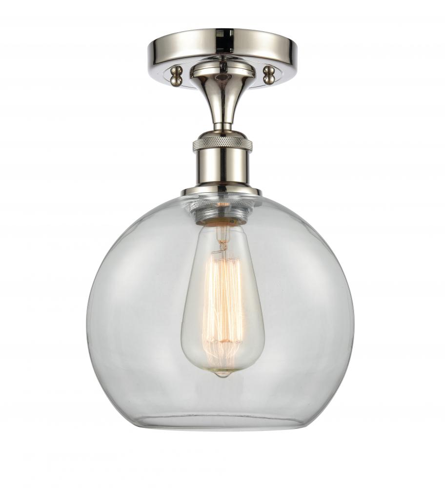 Athens - 1 Light - 8 inch - Polished Nickel - Semi-Flush Mount