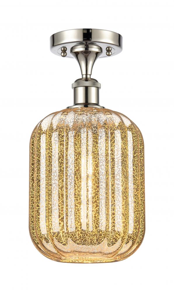 Preston Cylinder - 1 Light - 7 inch - Polished Nickel - Semi-Flush Mount