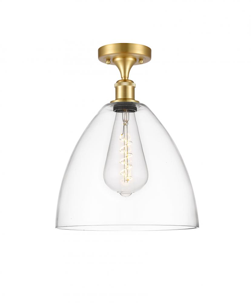 Bristol - 1 Light - 12 inch - Satin Gold - Semi-Flush Mount