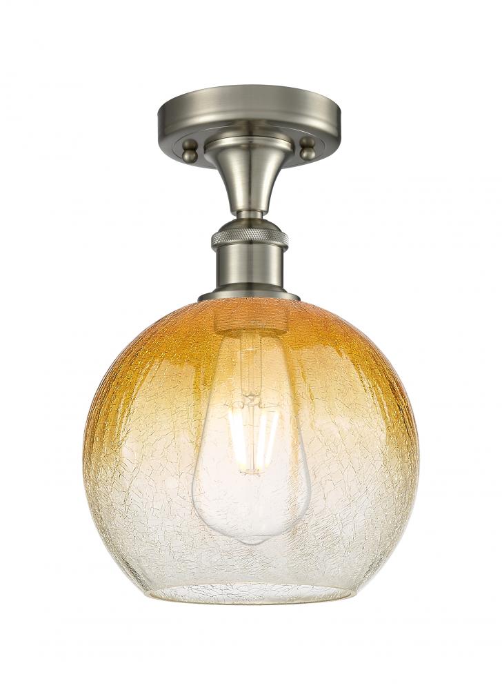 Brookhaven Globe - 1 Light - 8 inch - Brushed Satin Nickel - Semi-Flush Mount