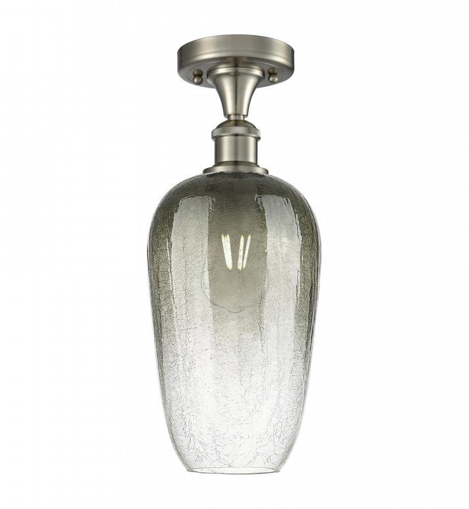 Brookhaven Flute - 1 Light - 7 inch - Brushed Satin Nickel - Semi-Flush Mount