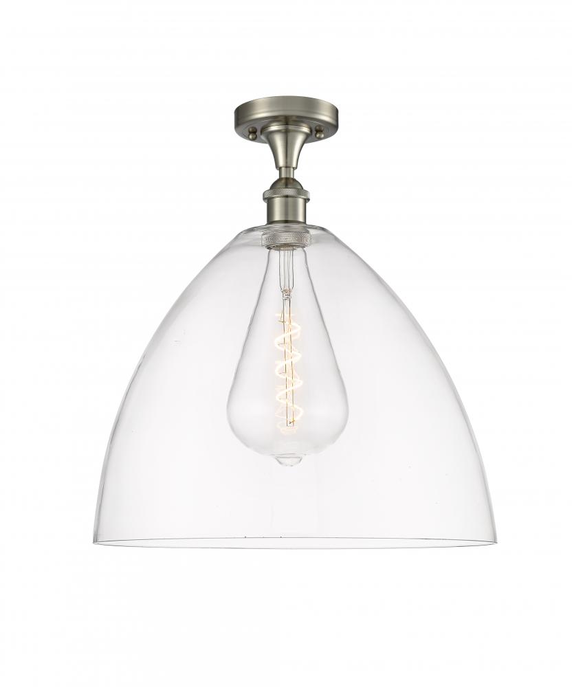 Bristol - 1 Light - 16 inch - Brushed Satin Nickel - Semi-Flush Mount