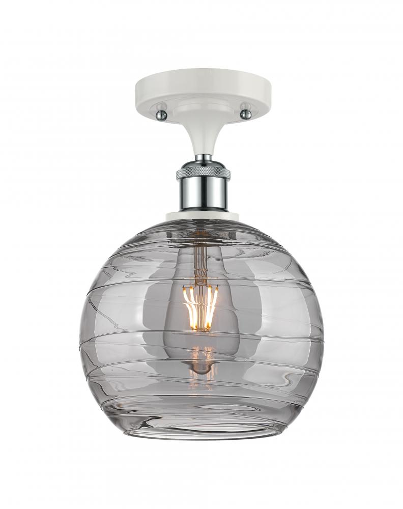 Athens Deco Swirl - 1 Light - 8 inch - White Polished Chrome - Semi-Flush Mount