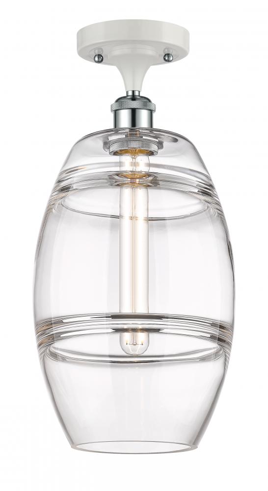 Vaz - 1 Light - 8 inch - White Polished Chrome - Semi-Flush Mount