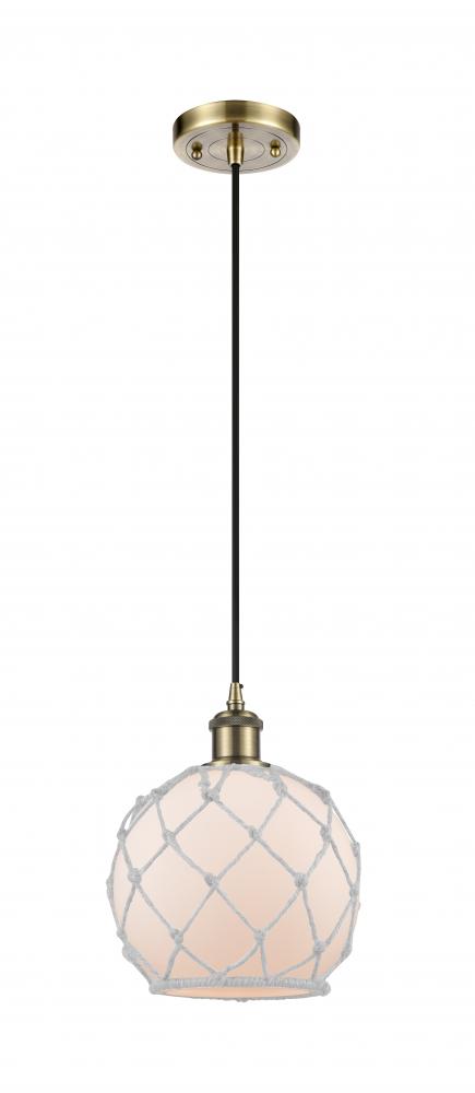 Farmhouse Rope - 1 Light - 8 inch - Antique Brass - Cord hung - Mini Pendant