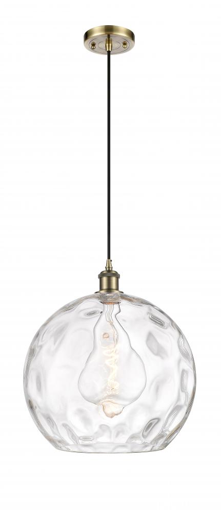 Athens Water Glass - 1 Light - 13 inch - Antique Brass - Cord hung - Pendant