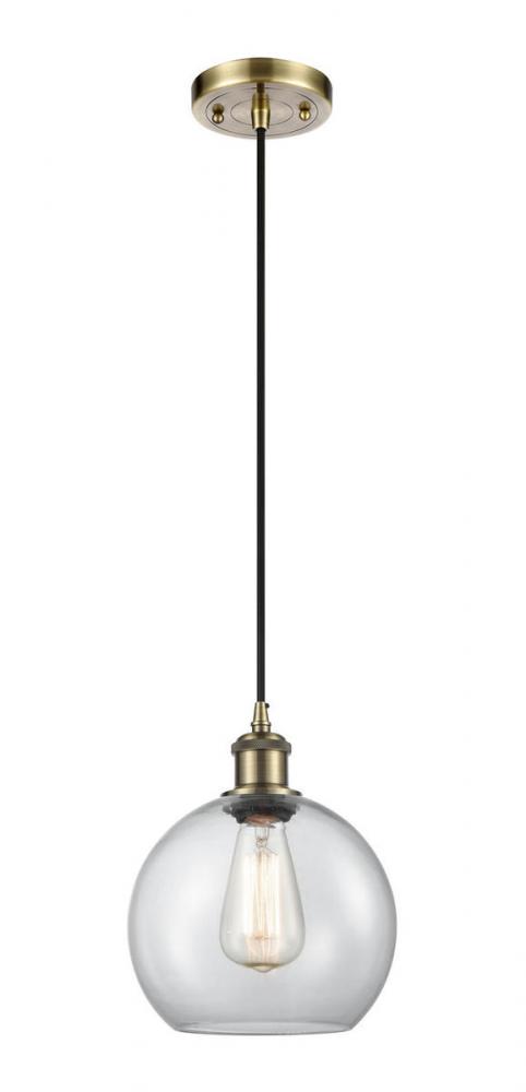 Athens - 1 Light - 8 inch - Antique Brass - Cord hung - Mini Pendant