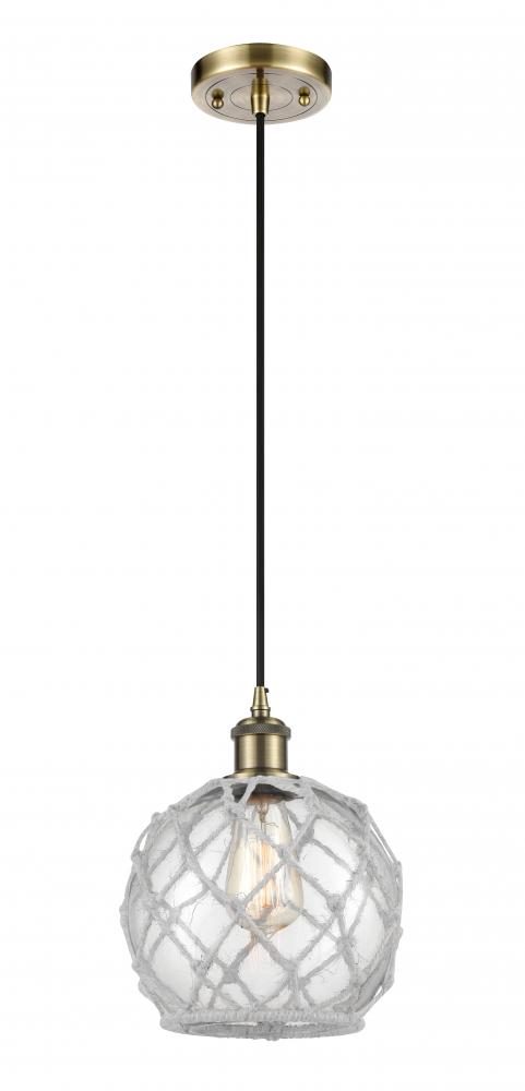 Farmhouse Rope - 1 Light - 8 inch - Antique Brass - Cord hung - Mini Pendant