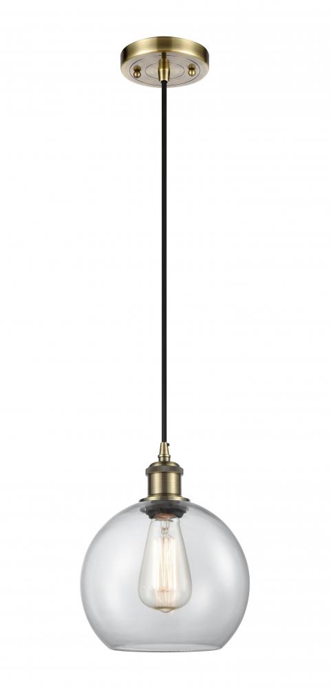 Athens - 1 Light - 8 inch - Antique Brass - Cord hung - Mini Pendant