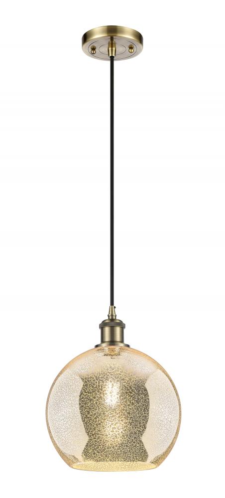 Athens - 1 Light - 10 inch - Antique Brass - Cord hung - Mini Pendant