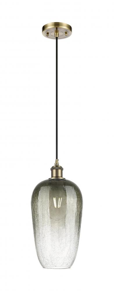 Brookhaven Flute - 1 Light - 7 inch - Antique Brass - Cord hung - Mini Pendant