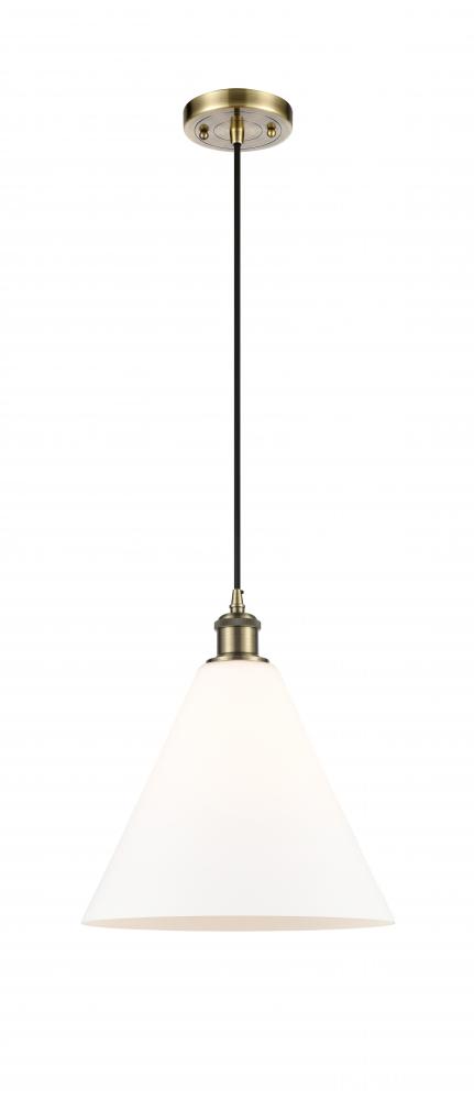 Berkshire - 1 Light - 12 inch - Antique Brass - Cord hung - Mini Pendant