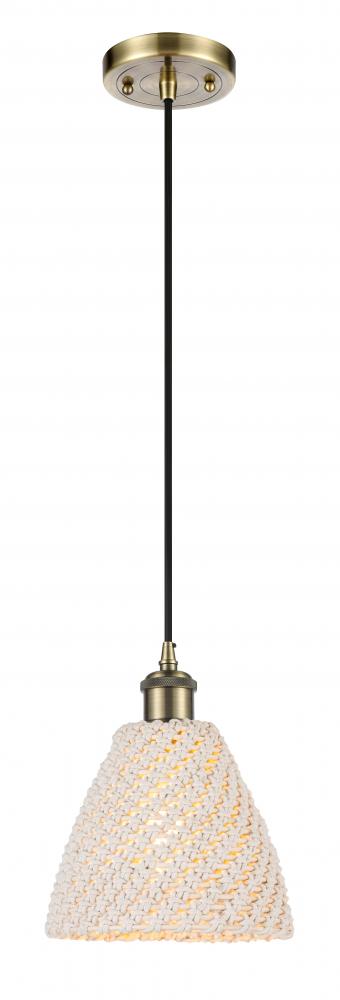 Bristol Natural - 1 Light - 6 inch - Antique Brass - Cord hung - Mini Pendant