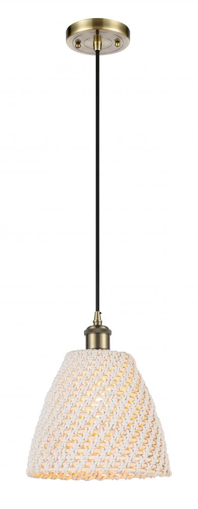 Bristol Natural - 1 Light - 6 inch - Antique Brass - Cord hung - Mini Pendant
