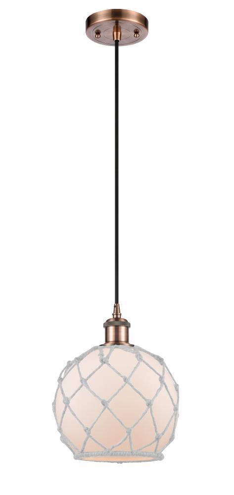 Farmhouse Rope - 1 Light - 8 inch - Antique Copper - Cord hung - Mini Pendant