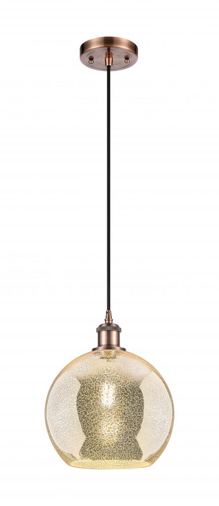 Athens - 1 Light - 10 inch - Antique Copper - Cord hung - Mini Pendant