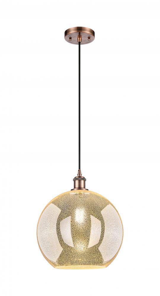 Athens - 1 Light - 12 inch - Antique Copper - Cord hung - Mini Pendant