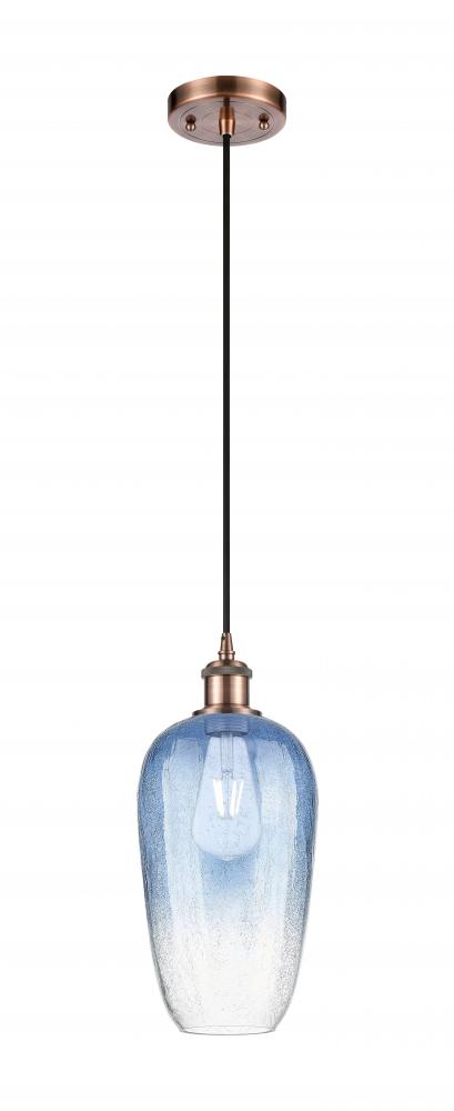 Brookhaven Flute - 1 Light - 7 inch - Antique Copper - Cord hung - Mini Pendant