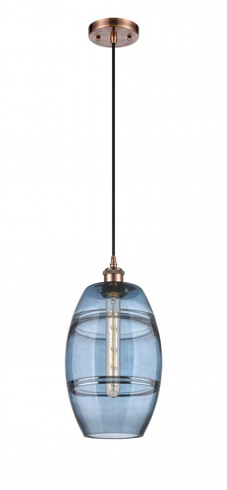 Vaz - 1 Light - 8 inch - Antique Copper - Cord hung - Mini Pendant