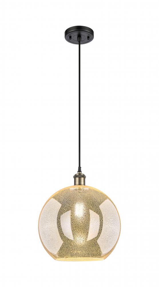 Athens - 1 Light - 12 inch - Black Antique Brass - Cord hung - Mini Pendant