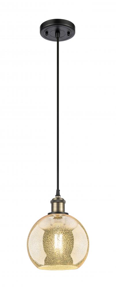Athens - 1 Light - 8 inch - Black Antique Brass - Cord hung - Mini Pendant