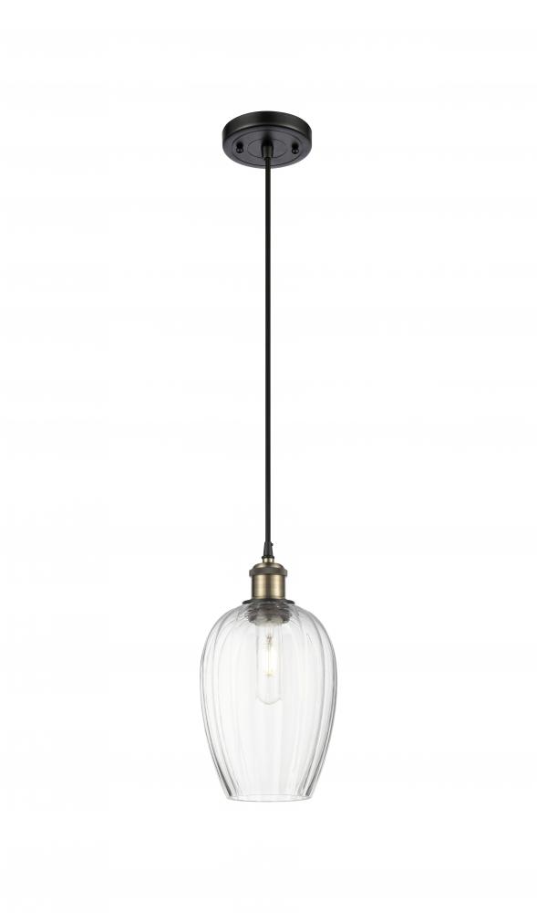 Brookhaven Almond - 1 Light - 6 inch - Black Antique Brass - Cord hung - Mini Pendant