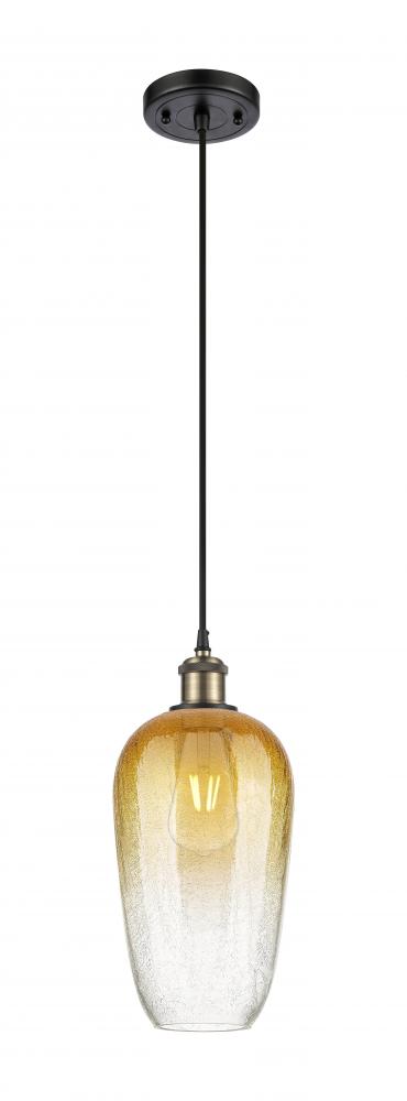 Brookhaven Flute - 1 Light - 7 inch - Black Antique Brass - Cord hung - Mini Pendant