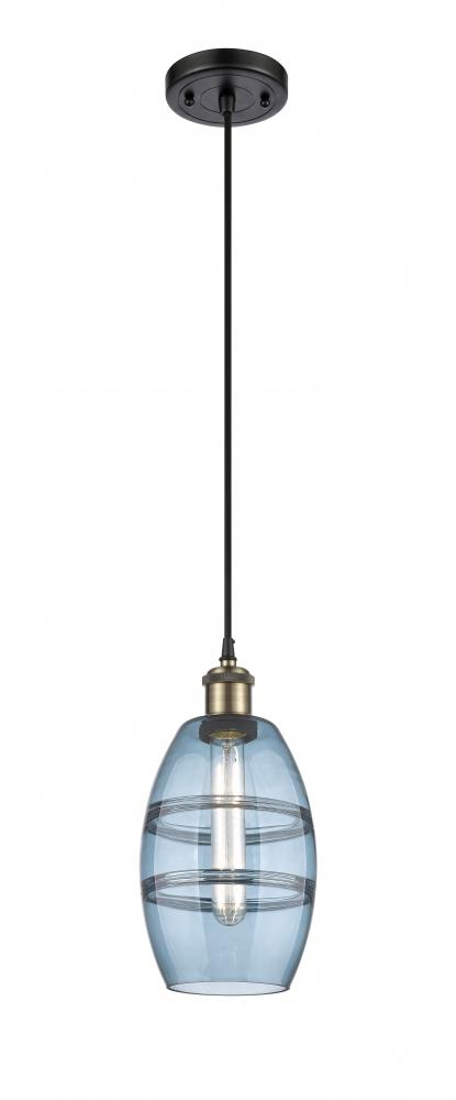 Vaz - 1 Light - 6 inch - Black Antique Brass - Cord hung - Mini Pendant