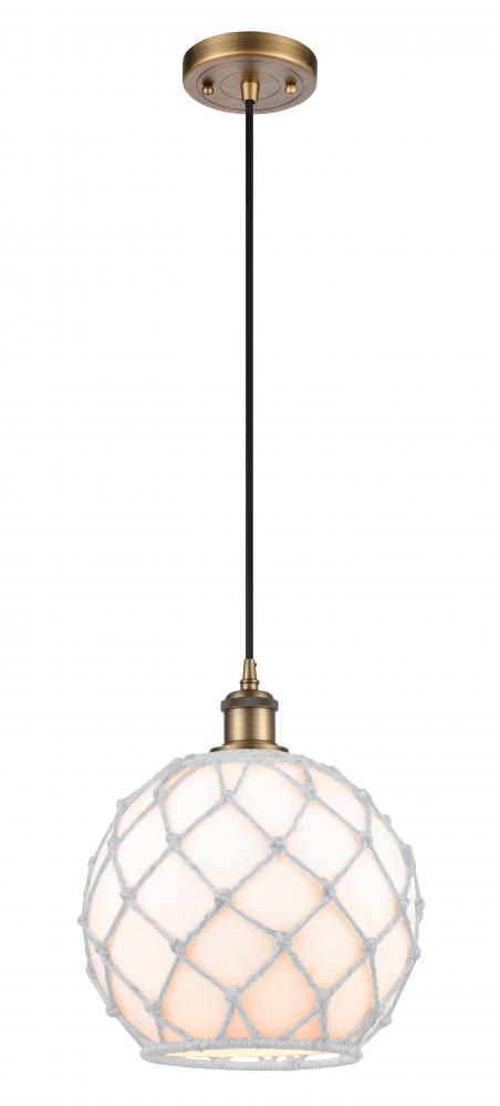 Farmhouse Rope - 1 Light - 10 inch - Brushed Brass - Cord hung - Mini Pendant