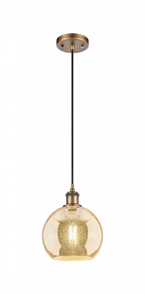 Athens - 1 Light - 8 inch - Brushed Brass - Cord hung - Mini Pendant