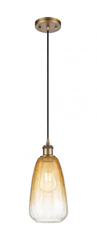 Brookhaven Almond - 1 Light - 6 inch - Brushed Brass - Cord hung - Mini Pendant