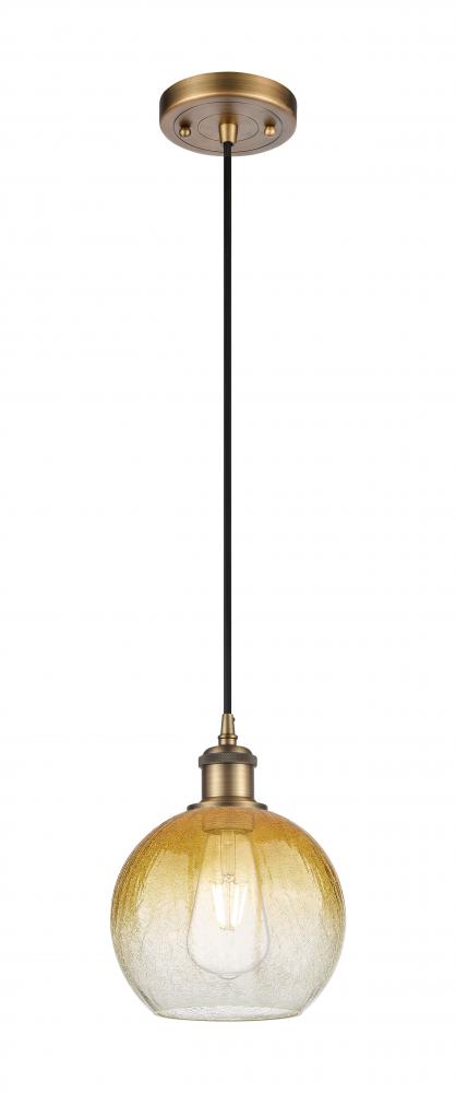 Brookhaven Globe - 1 Light - 8 inch - Brushed Brass - Cord hung - Mini Pendant