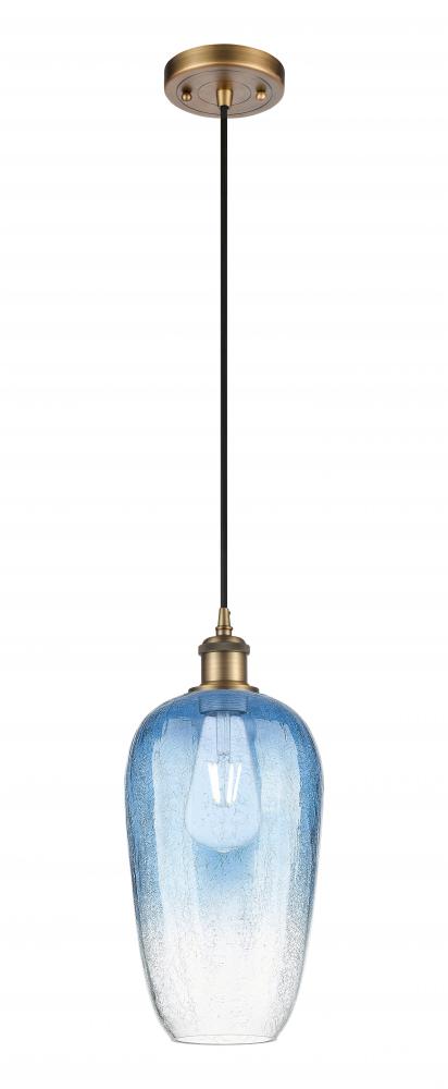 Brookhaven Flute - 1 Light - 7 inch - Brushed Brass - Cord hung - Mini Pendant