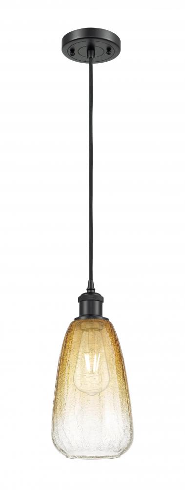 Brookhaven Almond - 1 Light - 6 inch - Matte Black - Cord hung - Mini Pendant