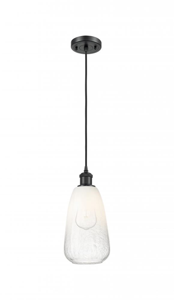 Brookhaven Almond - 1 Light - 6 inch - Matte Black - Cord hung - Mini Pendant