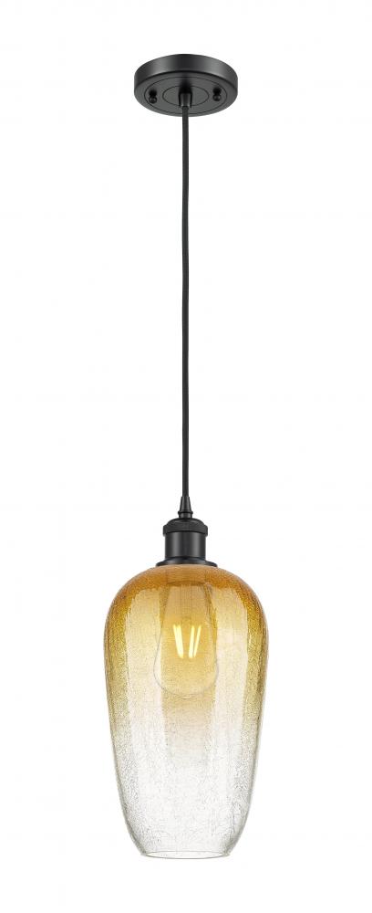 Brookhaven Flute - 1 Light - 7 inch - Matte Black - Cord hung - Mini Pendant