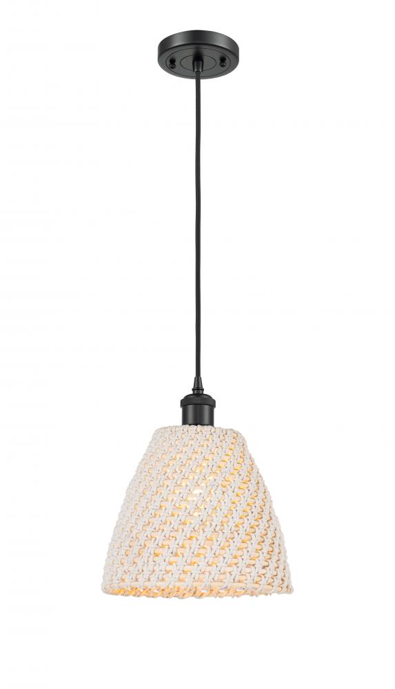 Bristol Natural - 1 Light - 6 inch - Matte Black - Cord hung - Mini Pendant
