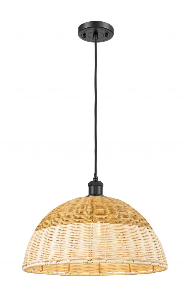 Bristol Natural II - 1 Light - 16 inch - Matte Black - Cord hung - Mini Pendant