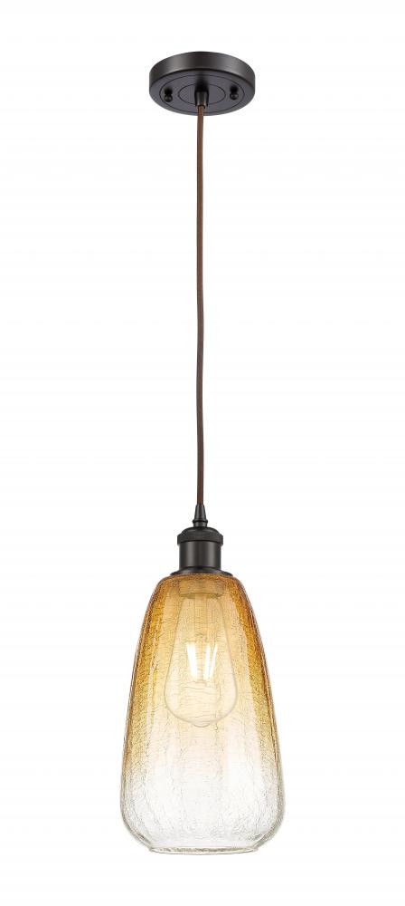 Brookhaven Almond - 1 Light - 6 inch - Oil Rubbed Bronze - Cord hung - Mini Pendant