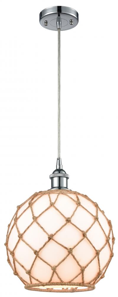 Farmhouse Rope - 1 Light - 10 inch - Polished Chrome - Cord hung - Mini Pendant
