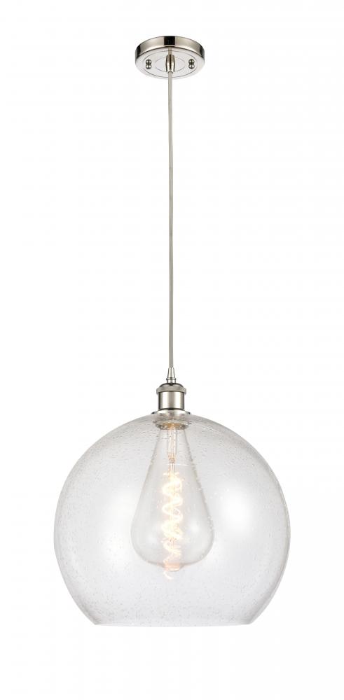 Athens - 1 Light - 14 inch - Polished Nickel - Cord hung - Pendant