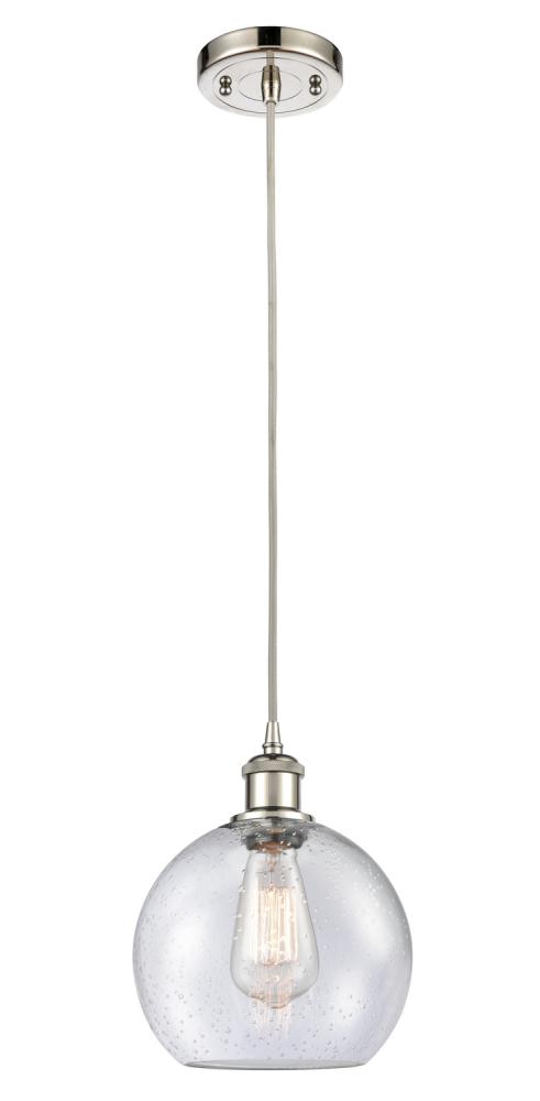 Athens - 1 Light - 8 inch - Polished Nickel - Cord hung - Mini Pendant